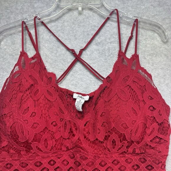 Y2K Rue 21 Babydoll Tank Top 3X Red Lace Crochet Ruffle Festival Romantic Strap - Picture 3 of 5